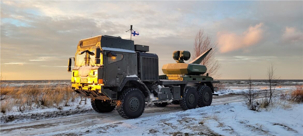 Rheinmetall c-sUAS demonstration, Skyspotter early warning radar, Finnish GBAD Demo Days, counter-drone detection classification, multi-sensor drone tracking, Rheinmetall HX truck mount,