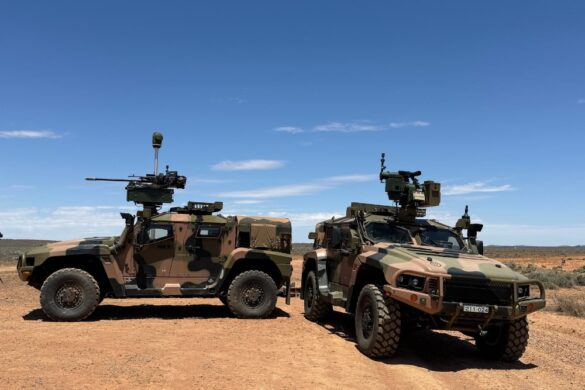 Leidos Australia Land 156, Exercise Southern Arrow 25, ADF counter-drone demonstration, Cortex command and control, EOS effector suite, Department 13 drone detection, Echodyne MESA radar,